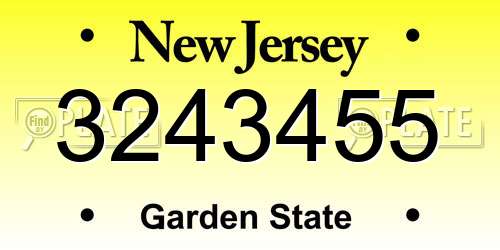 3243455 New Jersey License Plate