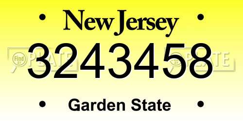 3243458 New Jersey License Plate