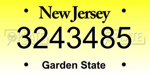 3243485 New Jersey License Plate