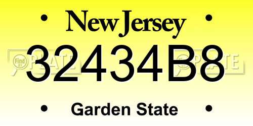 32434B8 New Jersey License Plate