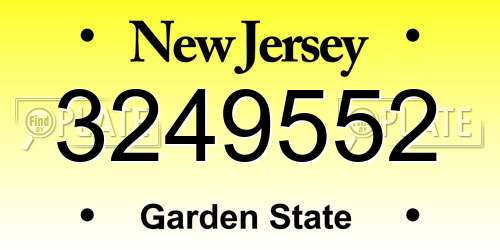 3249552 New Jersey License Plate