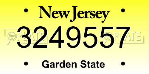 3249557 New Jersey License Plate