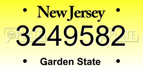 3249582 New Jersey License Plate