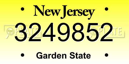 3249852 New Jersey License Plate