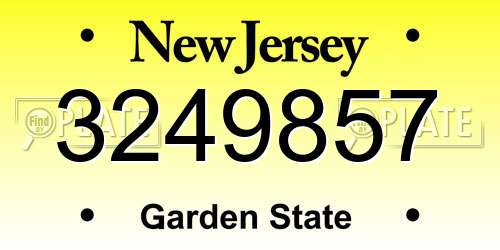 3249857 New Jersey License Plate