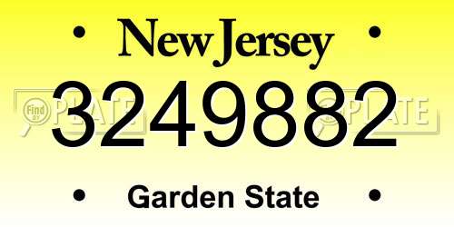 3249882 New Jersey License Plate