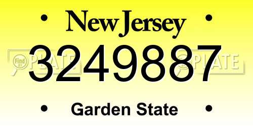 3249887 New Jersey License Plate