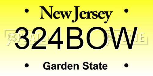 324BOW New Jersey License Plate