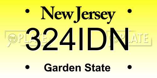 324IDN New Jersey License Plate