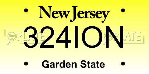 324ION New Jersey License Plate