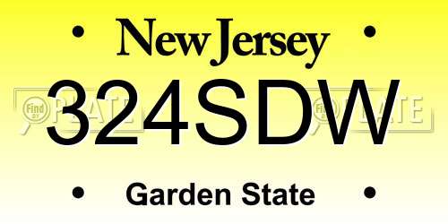 324SDW New Jersey License Plate