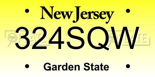 324SQW New Jersey License Plate