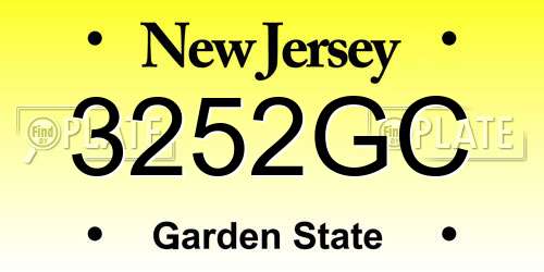 3252GC New Jersey License Plate