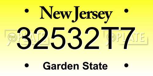 32532T7 New Jersey License Plate