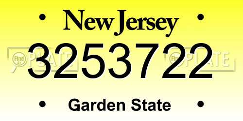 3253722 New Jersey License Plate