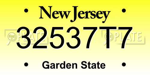 32537T7 New Jersey License Plate