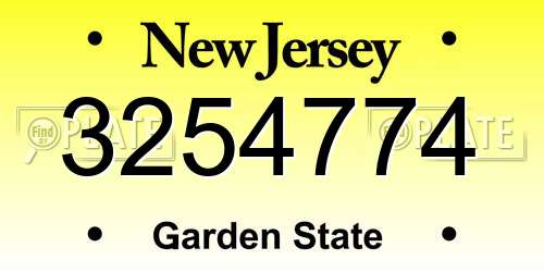 3254774 New Jersey License Plate