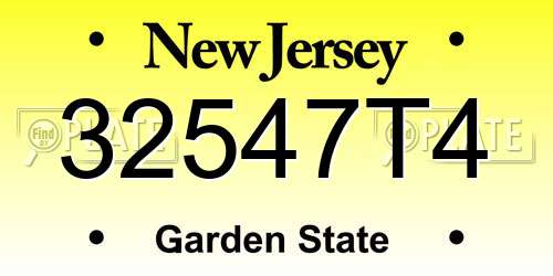 32547T4 New Jersey License Plate
