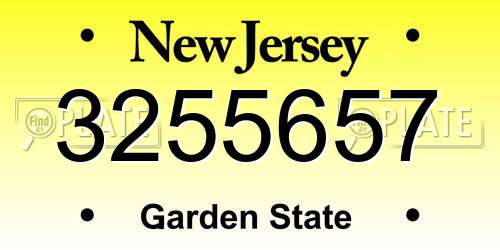 3255657 New Jersey License Plate