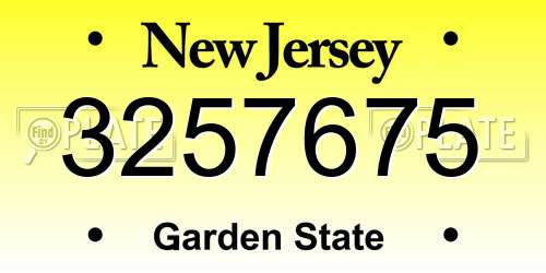 3257675 New Jersey License Plate