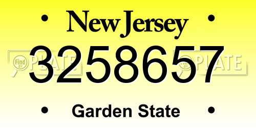 3258657 New Jersey License Plate