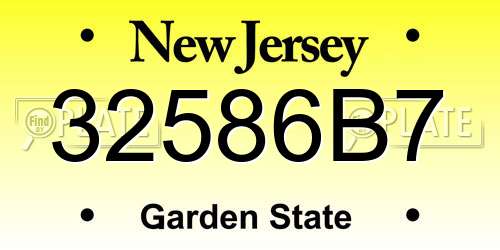32586B7 New Jersey License Plate