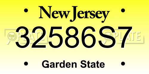 32586S7 New Jersey License Plate