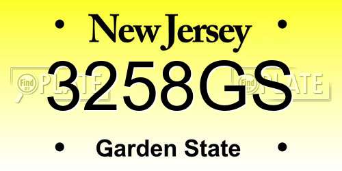 3258GS New Jersey License Plate