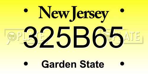 325B65 New Jersey License Plate