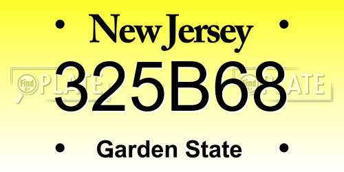 325B68 New Jersey License Plate