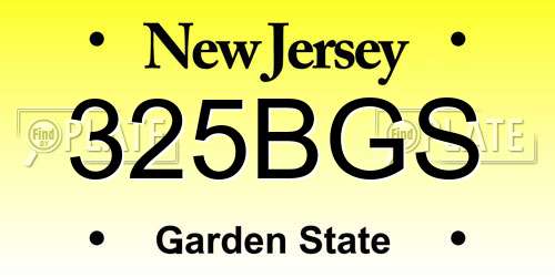 325BGS New Jersey License Plate