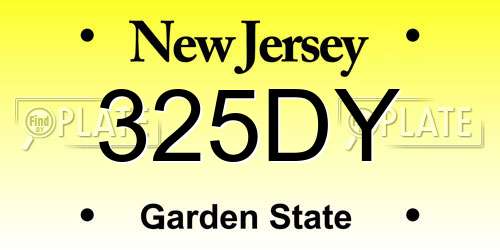 325DY New Jersey License Plate