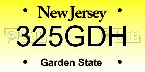 325GDH New Jersey License Plate