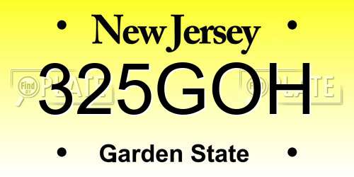 325GOH New Jersey License Plate