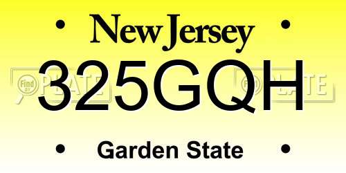 325GQH New Jersey License Plate