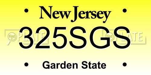 325SGS New Jersey License Plate