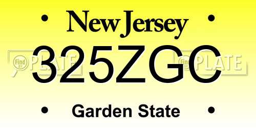 325ZGC New Jersey License Plate