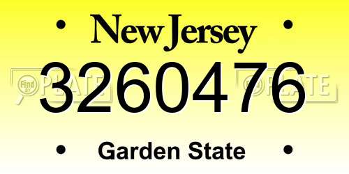 3260476 New Jersey License Plate
