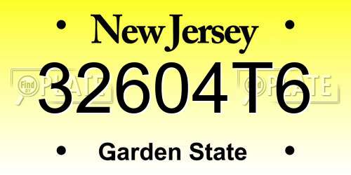 32604T6 New Jersey License Plate
