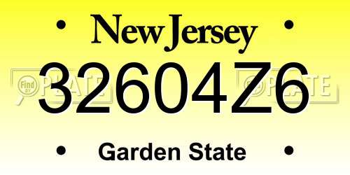 32604Z6 New Jersey License Plate