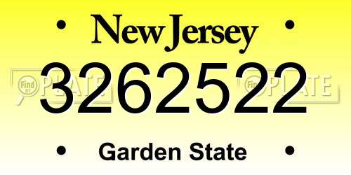 3262522 New Jersey License Plate