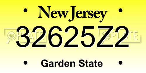 32625Z2 New Jersey License Plate