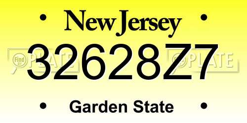 32628Z7 New Jersey License Plate