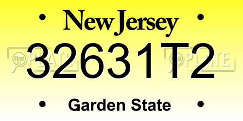 32631T2 New Jersey License Plate
