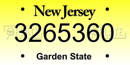 3265360 New Jersey License Plate