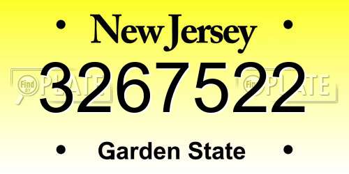 3267522 New Jersey License Plate