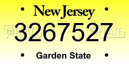 3267527 New Jersey License Plate