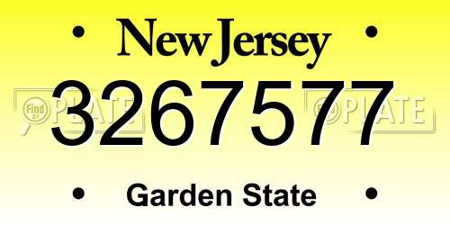 3267577 New Jersey License Plate