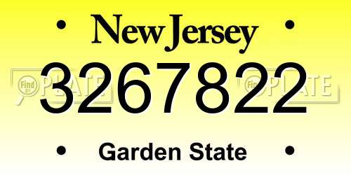 3267822 New Jersey License Plate