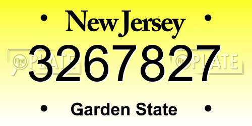3267827 New Jersey License Plate